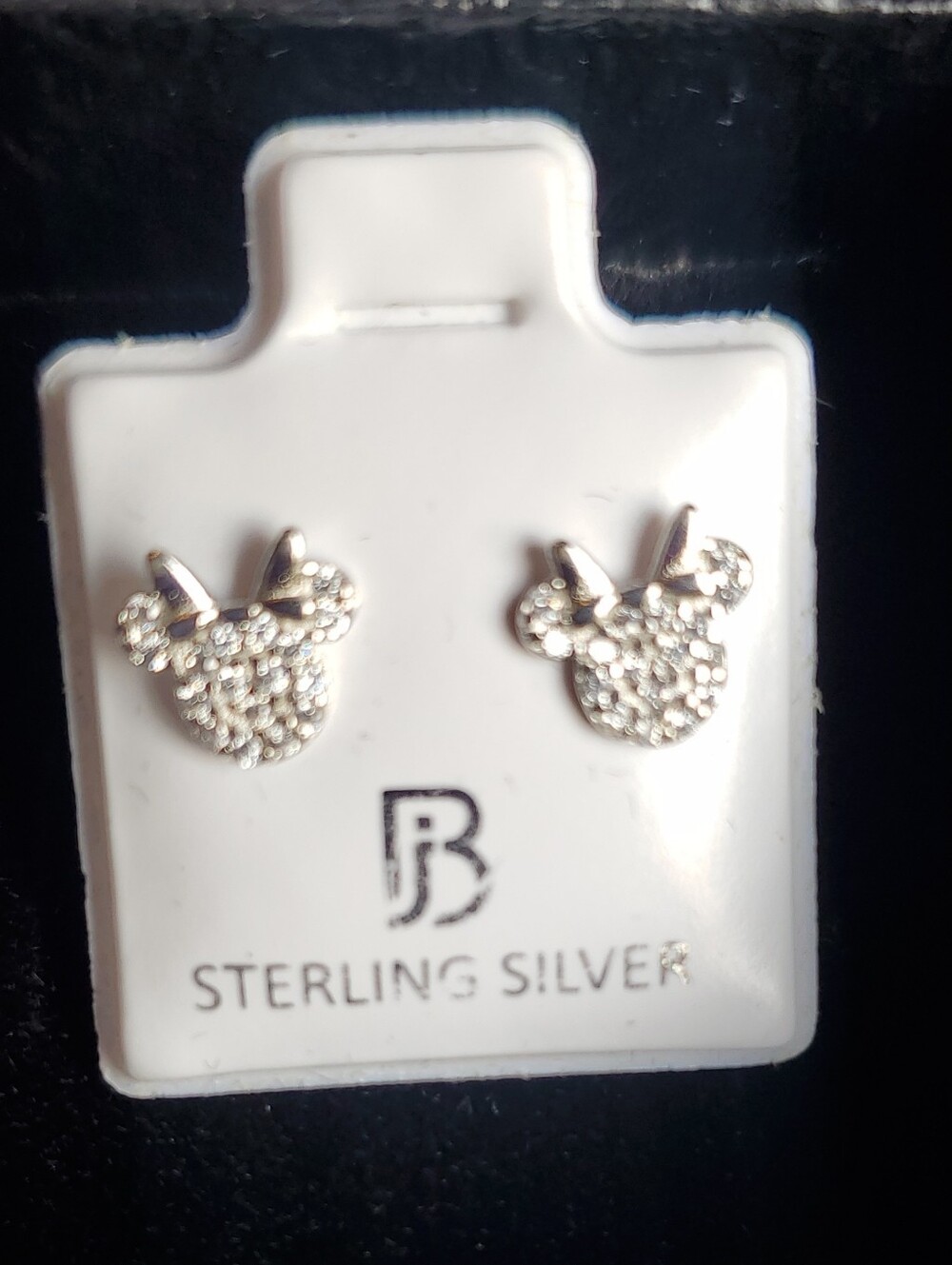 Sterling Silver Crystal Mouse Stud Earrings - Silver